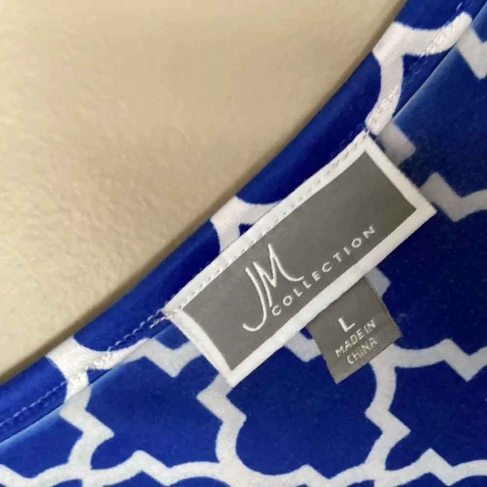 JM Collection Womens pullover V-neck Blouse beaded Size Large Adjustable - Picture 7 of 15